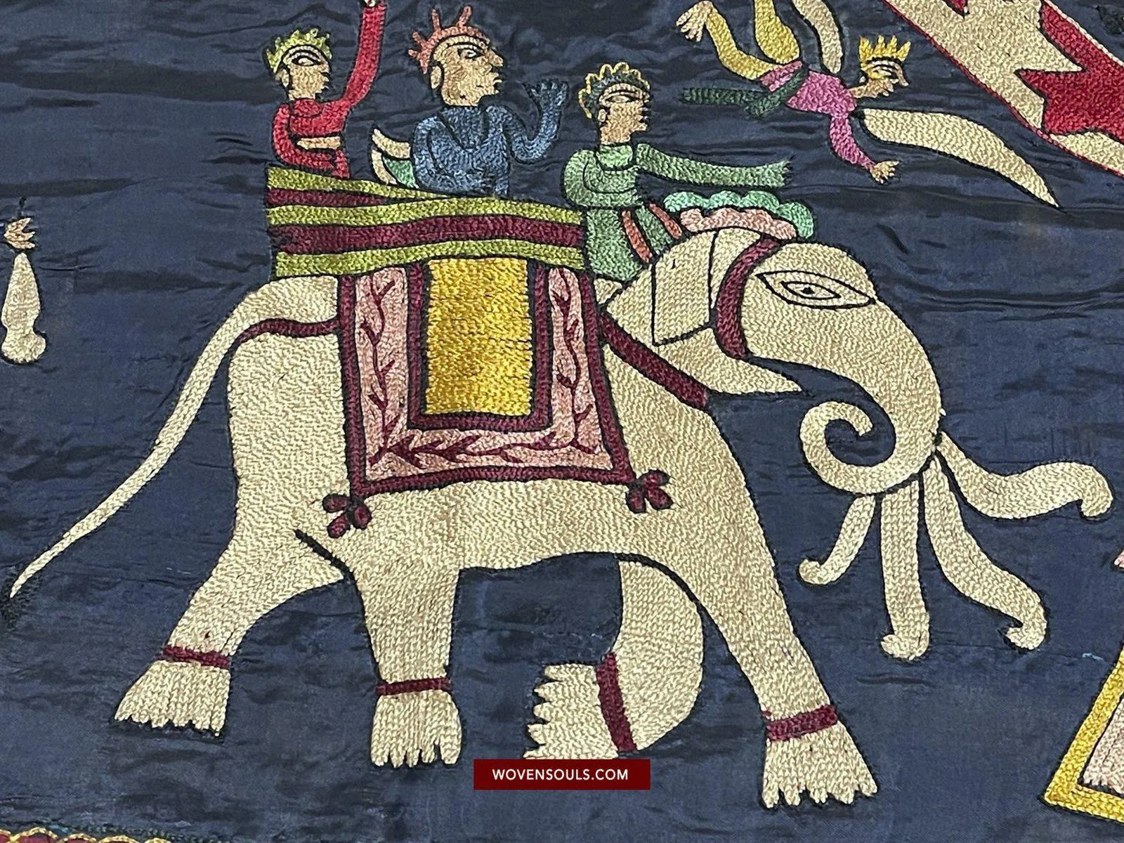 1541 SOLD Old Jain Pichvai Silk Mochi Embroidery Art  - Lord Mahavir