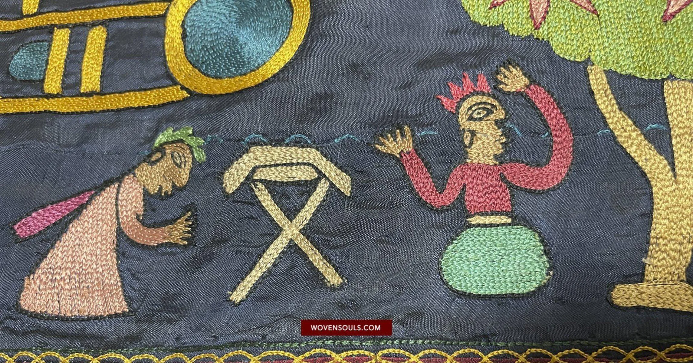 1541 SOLD Old Jain Pichvai Silk Mochi Embroidery Art  - Lord Mahavir