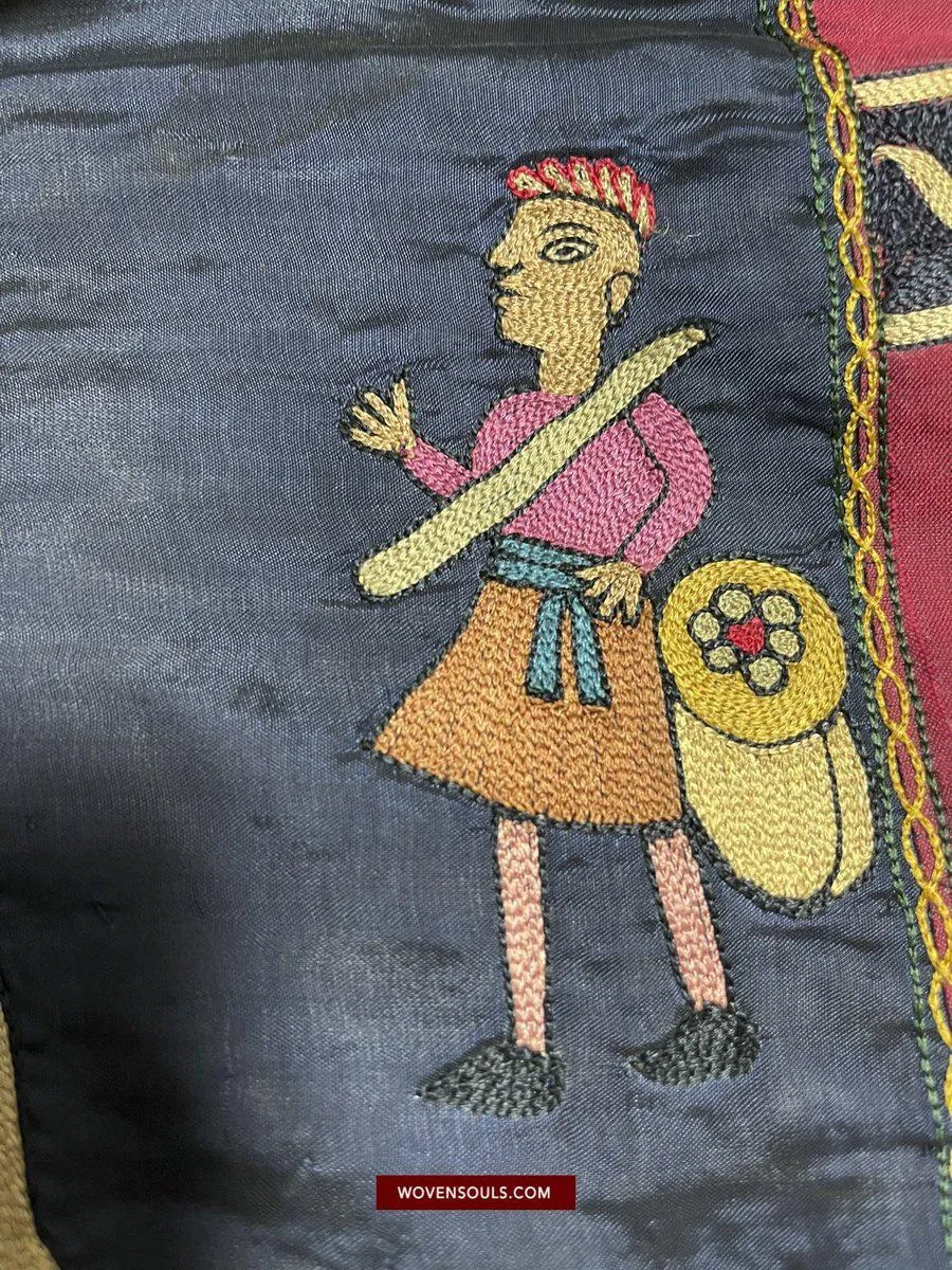 1541 SOLD Old Jain Pichvai Silk Mochi Embroidery Art  - Lord Mahavir