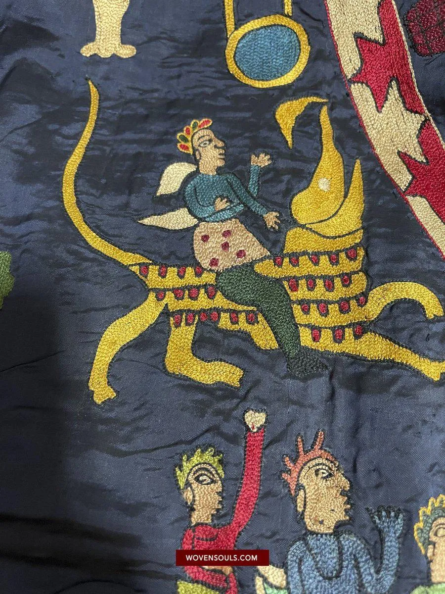 1541 SOLD Old Jain Pichvai Silk Mochi Embroidery Art  - Lord Mahavir
