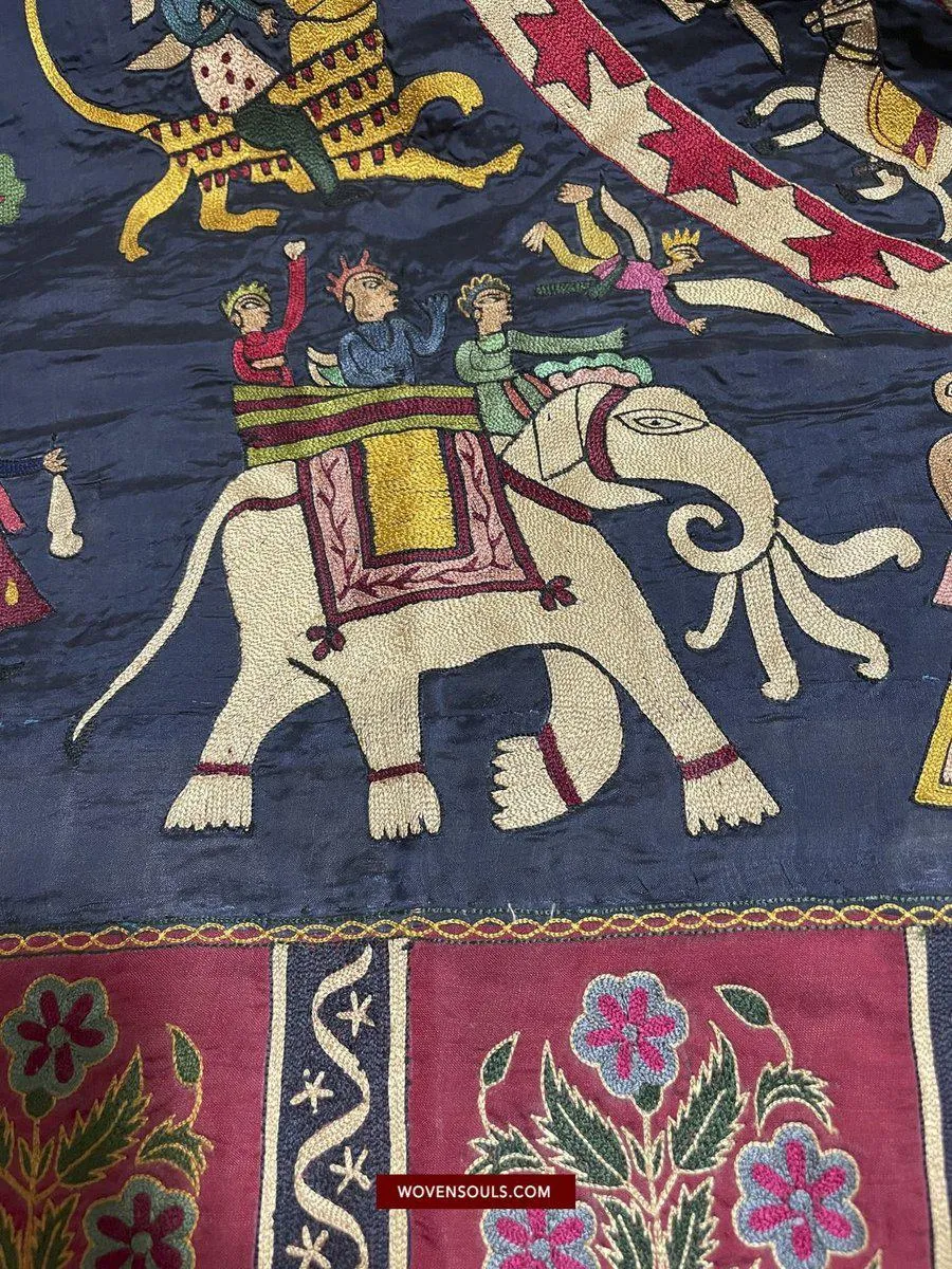 1541 SOLD Old Jain Pichvai Silk Mochi Embroidery Art  - Lord Mahavir