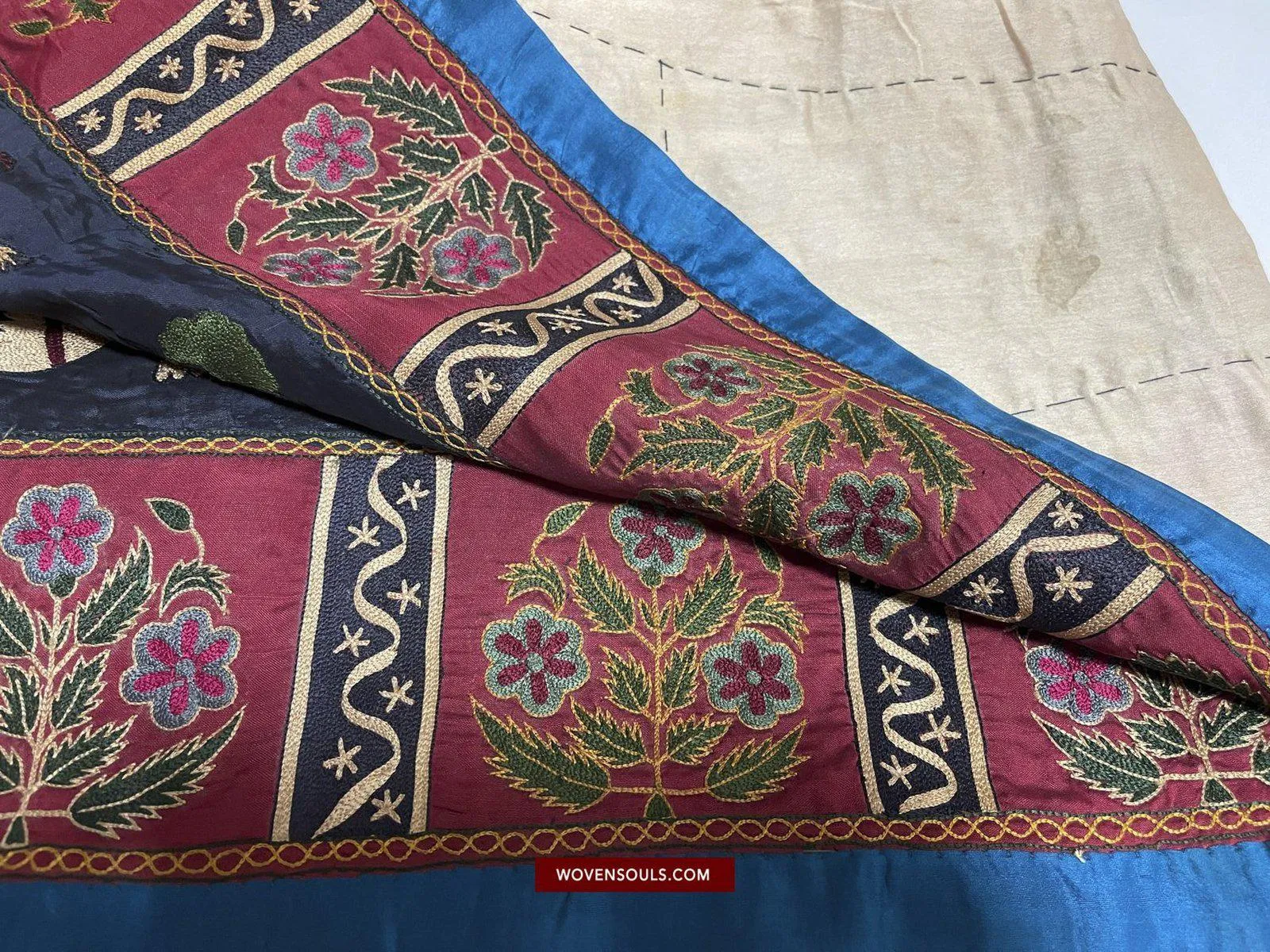 1541 SOLD Old Jain Pichvai Silk Mochi Embroidery Art  - Lord Mahavir