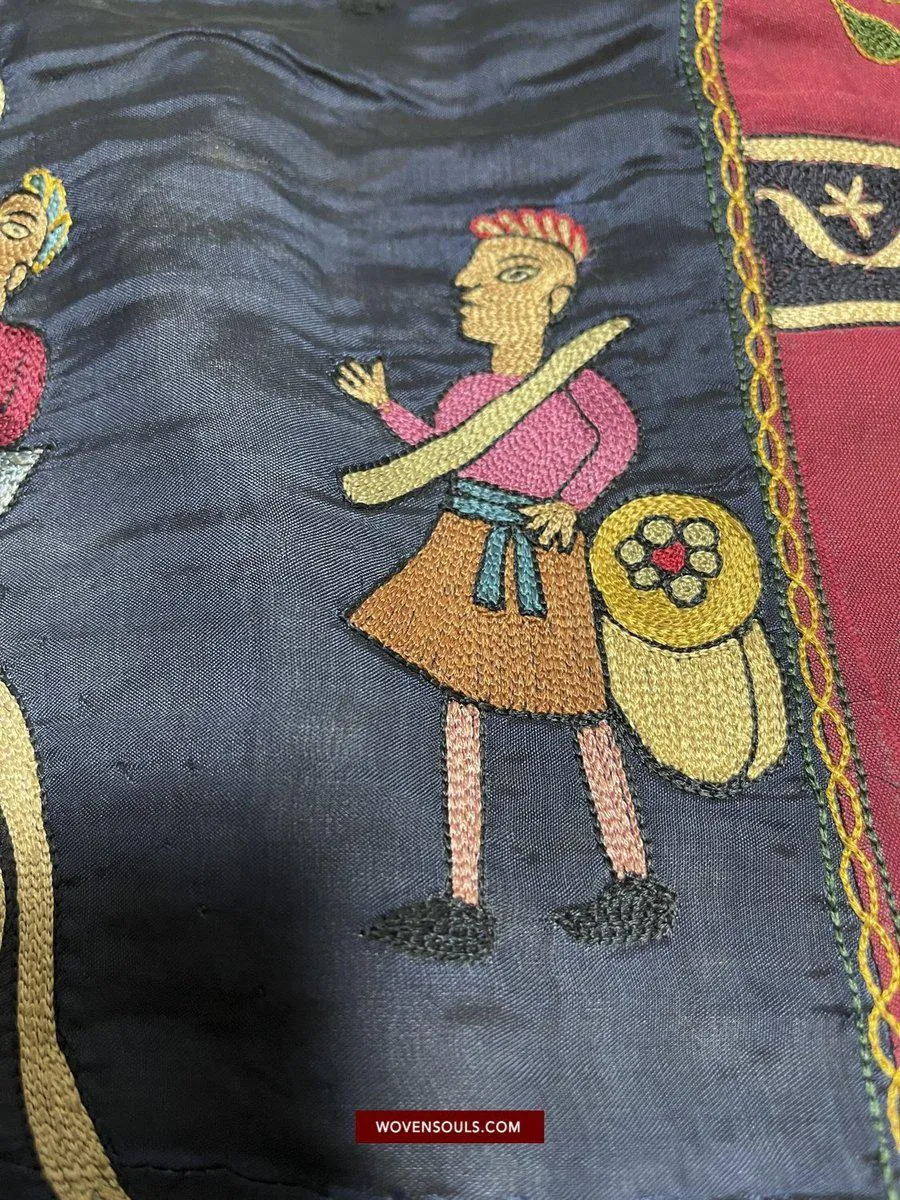 1541 SOLD Old Jain Pichvai Silk Mochi Embroidery Art  - Lord Mahavir