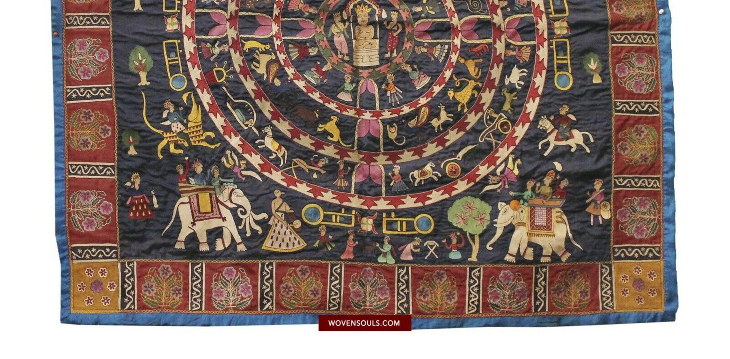 1541 SOLD Old Jain Pichvai Silk Mochi Embroidery Art  - Lord Mahavir
