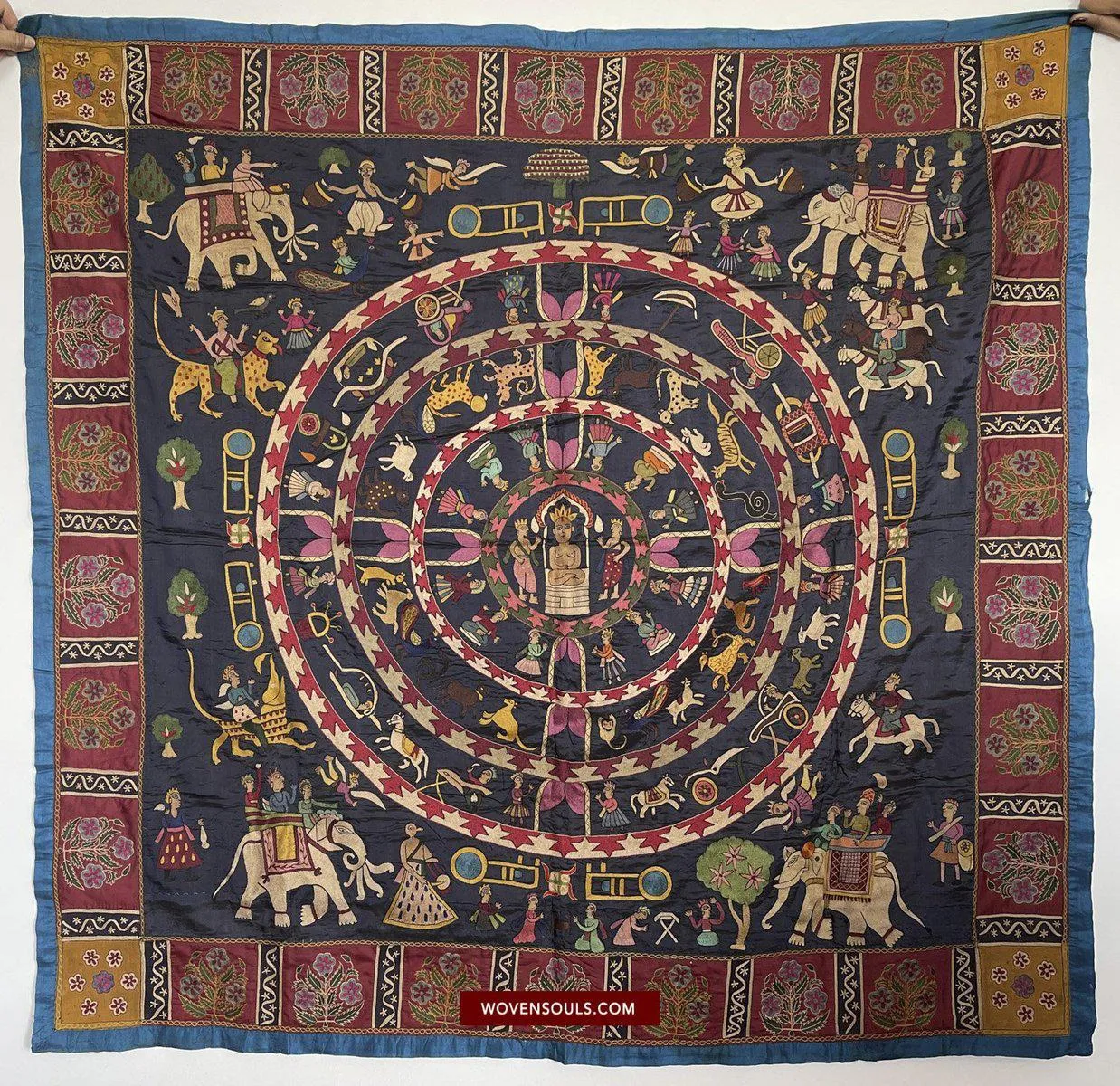 1541 SOLD Old Jain Pichvai Silk Mochi Embroidery Art  - Lord Mahavir