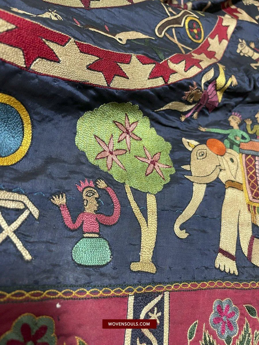 1541 SOLD Old Jain Pichvai Silk Mochi Embroidery Art  - Lord Mahavir
