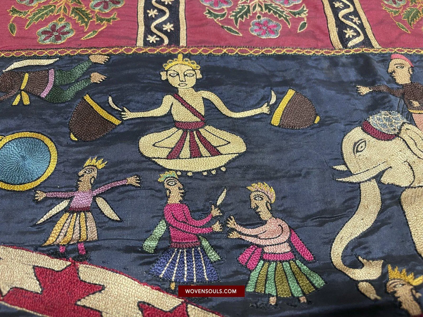 1541 SOLD Old Jain Pichvai Silk Mochi Embroidery Art  - Lord Mahavir