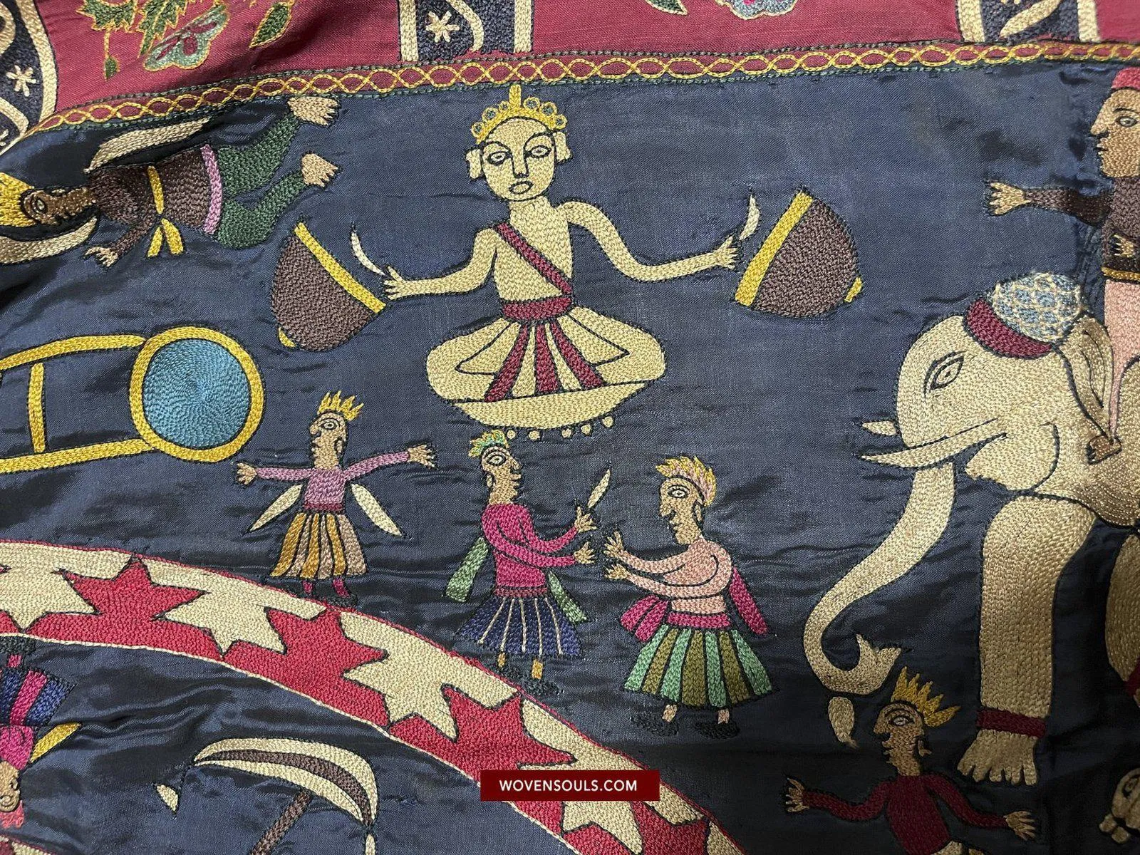 1541 SOLD Old Jain Pichvai Silk Mochi Embroidery Art  - Lord Mahavir