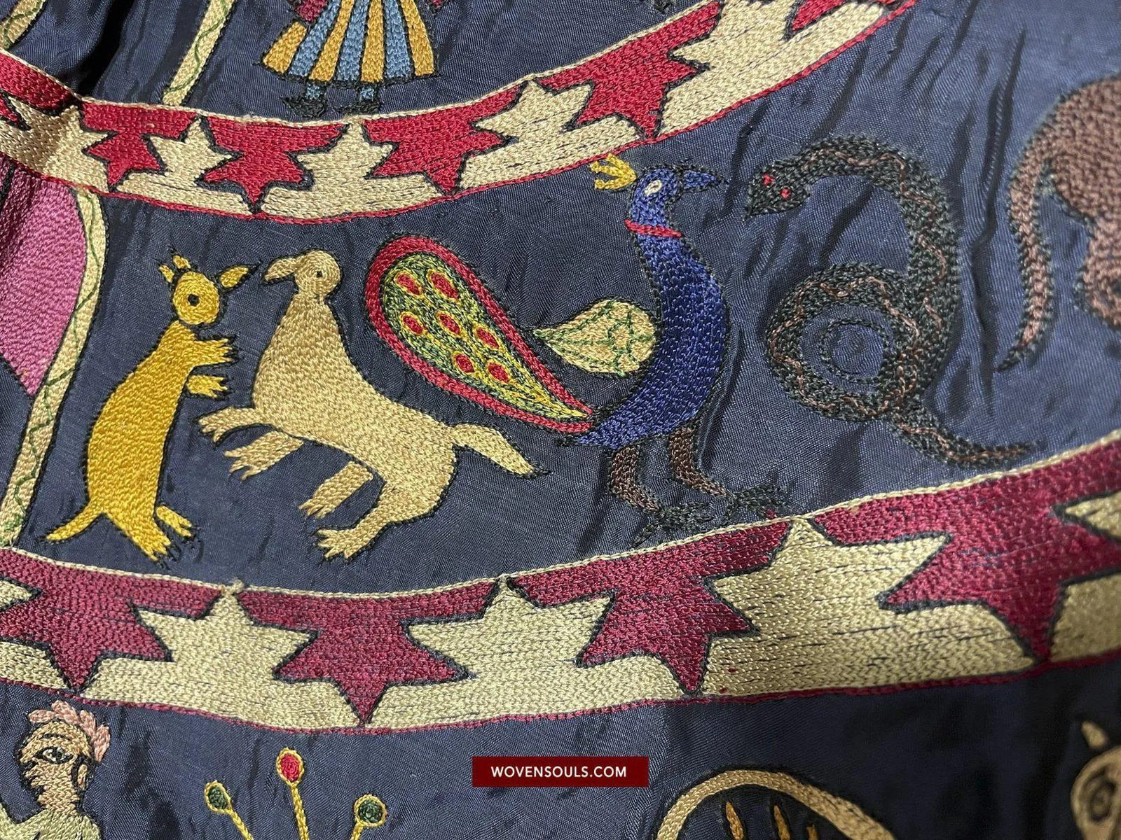 1541 SOLD Old Jain Pichvai Silk Mochi Embroidery Art  - Lord Mahavir