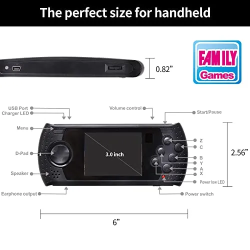 16 Bit Handheld Game for Kids Built-in 230 HD Classic Retro Video Games USB Rechargeable 3.0 Inch Childrens Travel Electronics Toys Portable Gaming Player System Gift for Boys Girls Ages 4-8-12