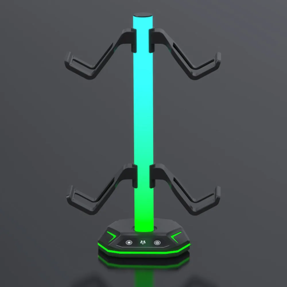 2-Tier Game Controller Holder Headset Stand with RGB Light Modes for PS5 Consoles