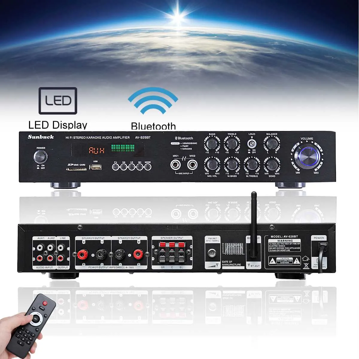 220V 2000W AV Power Amplifier Audio Subwoofers HiFi Stereo Bluetooth Surround Sound Cinema