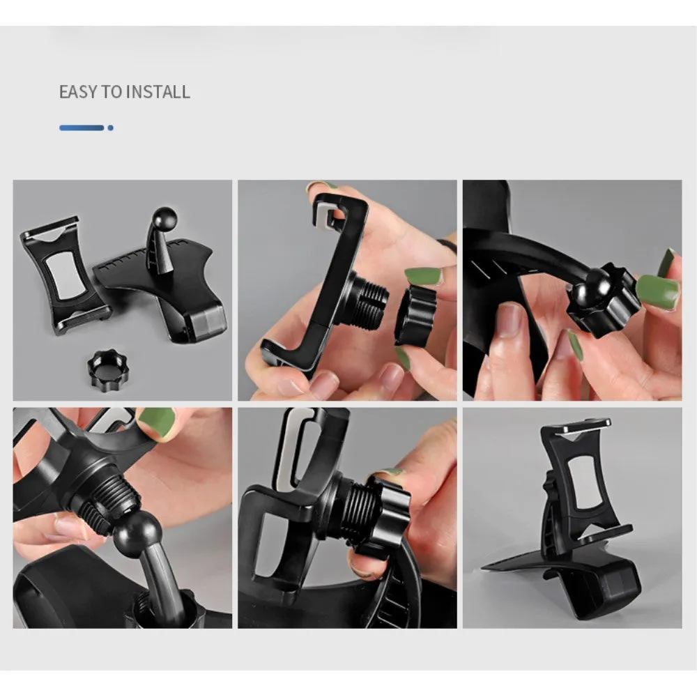 3 in 1 Car GPS Smartphone Holder: Dashboard / Visor Clamp   AC Grid Clip for HTC Surround - Black