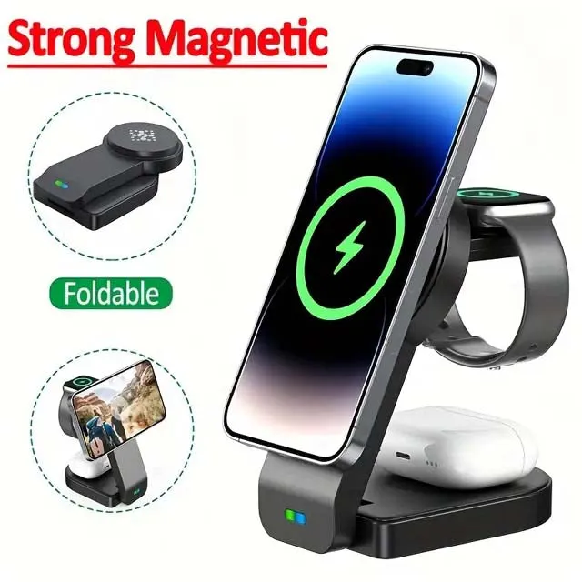 3 in 1 Charging Station Fold able Magnetic Charger