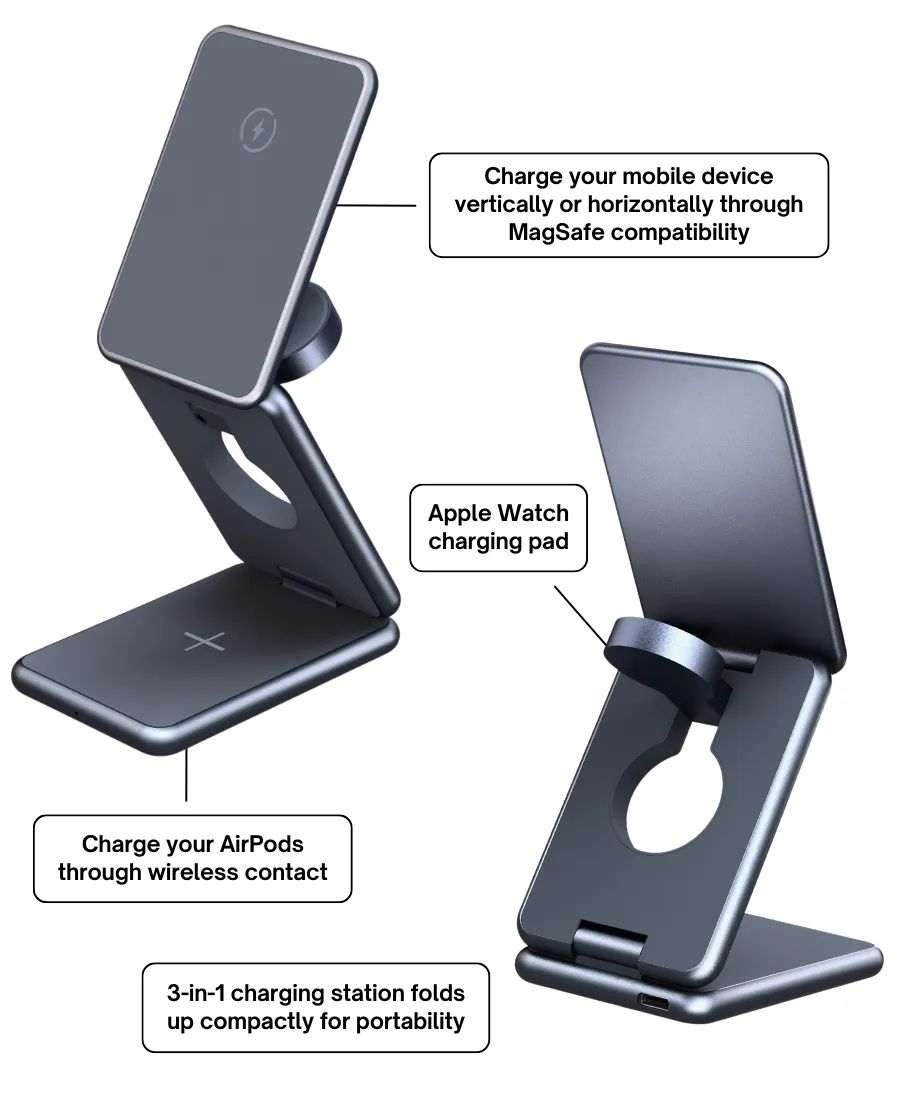 3-in-1 Foldable Magnetic Wireless Charging Station