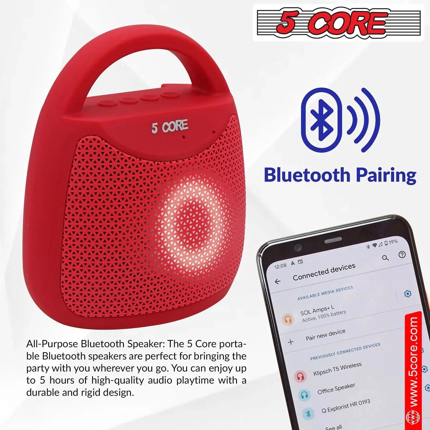 5Core Wireless Outdoor Bluetooth Speaker Waterproof