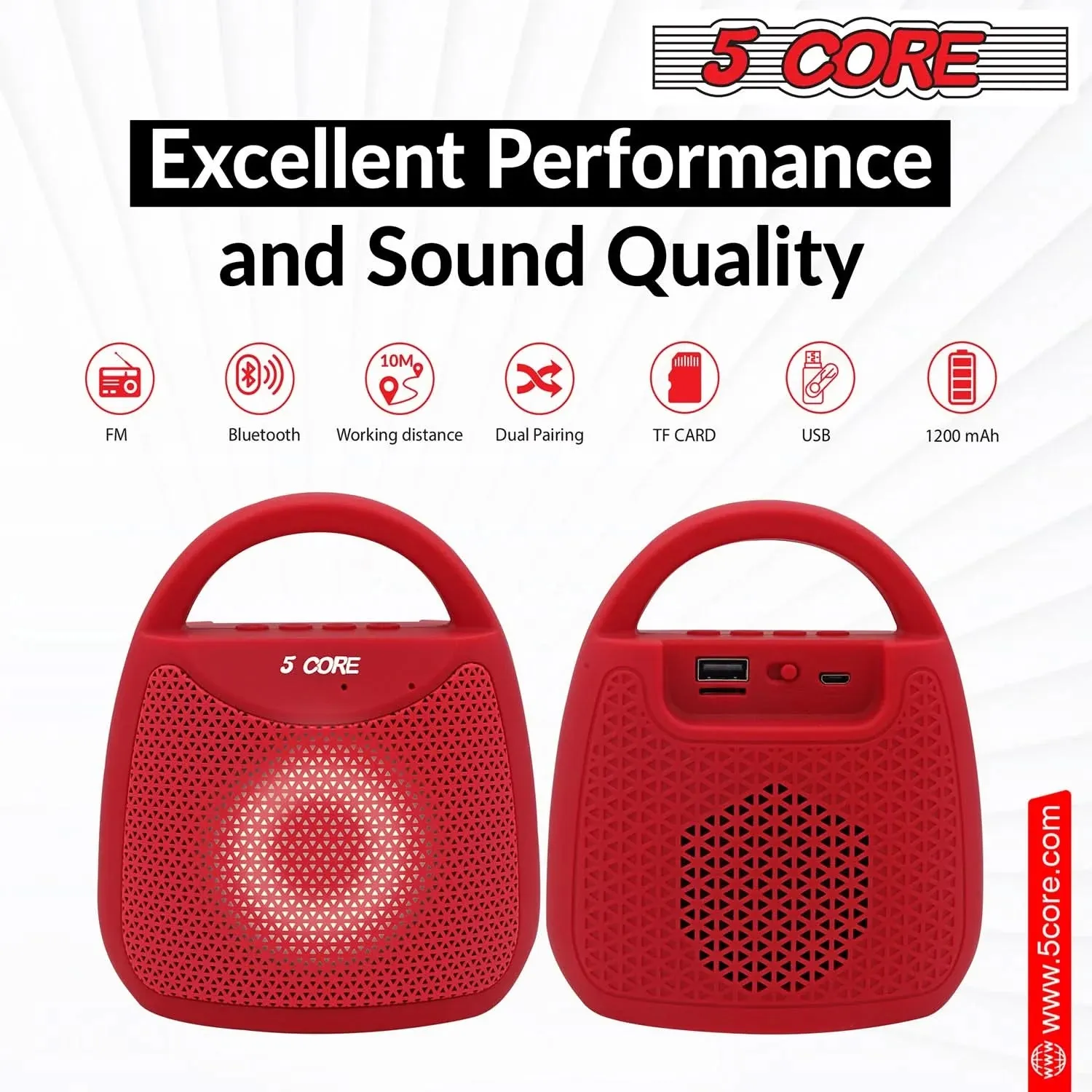 5Core Wireless Outdoor Bluetooth Speaker Waterproof