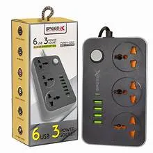 603PU Speed-X POWER UNIVERSAL TRAVEL 3SOCKET 3USB 2Type-C CABEL LENGTH 2M
