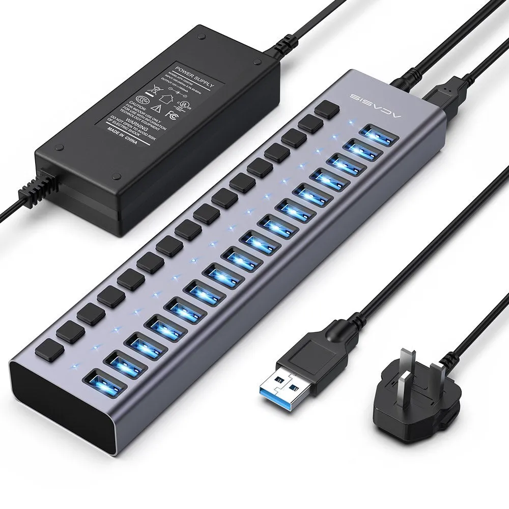 Acasis 16 Ports USB 3.1 Hub with Individual On/Off Switches Splitter