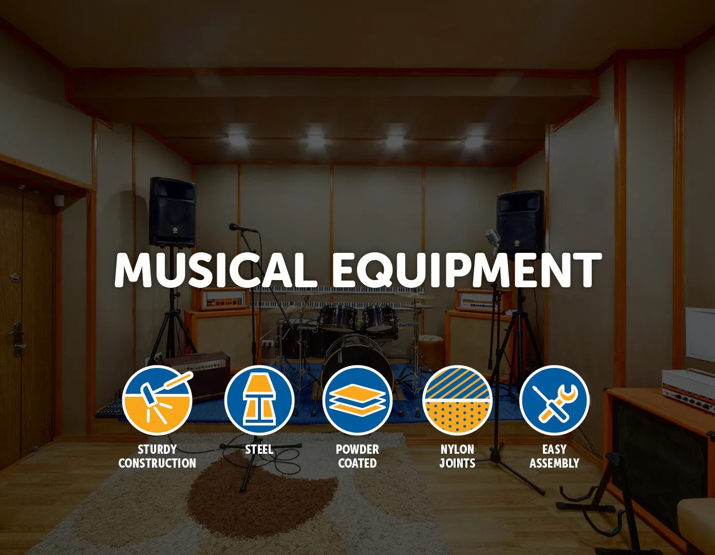 Adjustable Steel Speaker Stands w/ Concealed Cables, 2pcs