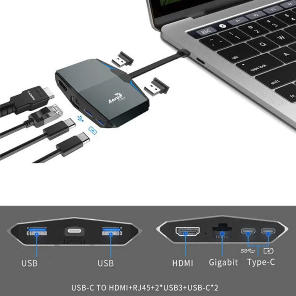 AeroCool ASA-ATHB82A Type-C Hub with HDMI,Type-C and Gigabit LAN Port