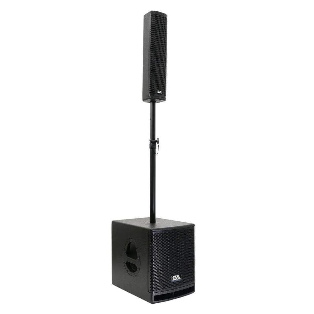 Apex-10S-PA Package - Powered Column Array PA System, Pair of 12" Powered Monitors, 10 Channel Mixer, and Cables
