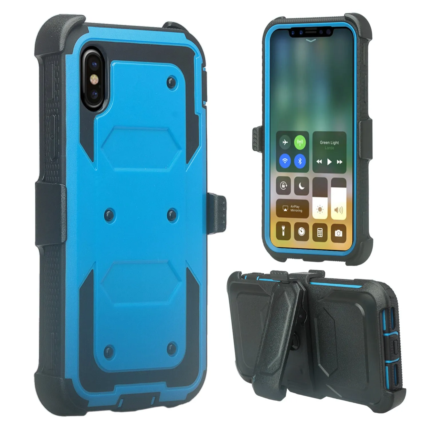 Apple iPhone 11 Pro Max Case, iPhone 11 Pro Max Case,  Triple Protection 3-1 w/ Built in Screen Protector Heavy Duty Holster Shell Combo Case - Blue