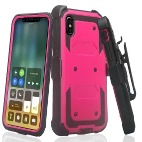 Apple iPhone 11 Pro Max Case, iPhone 11 Pro Max Case, Triple Protection 3-1 w/ Built in Screen Protector Heavy Duty Holster Shell Combo Case - Hot Pink