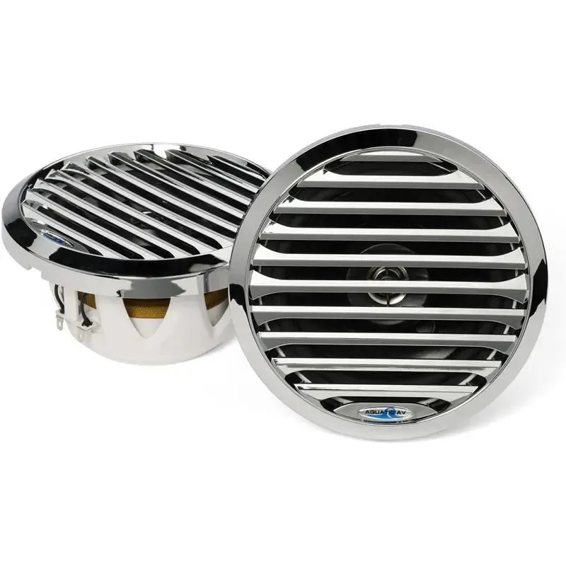 Aquatic AV AQ-SPK6.5-4L Chrome 6.5" Waterproof LED Marine Speaker pair