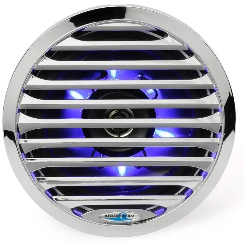 Aquatic AV AQ-SPK6.5-4L Chrome 6.5" Waterproof LED Marine Speaker pair