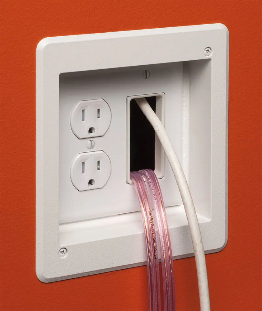 Arlington TVBU505 2-Gang Recessed TV Box Wall Plate Kit Paintable, White