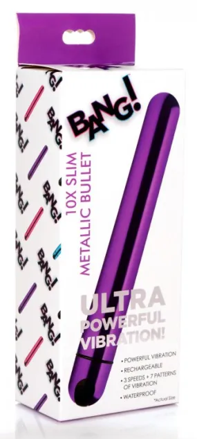 Bang 10X Slim Metallic Bullet Vibrator - Intense Pleasure in Stylish Purple