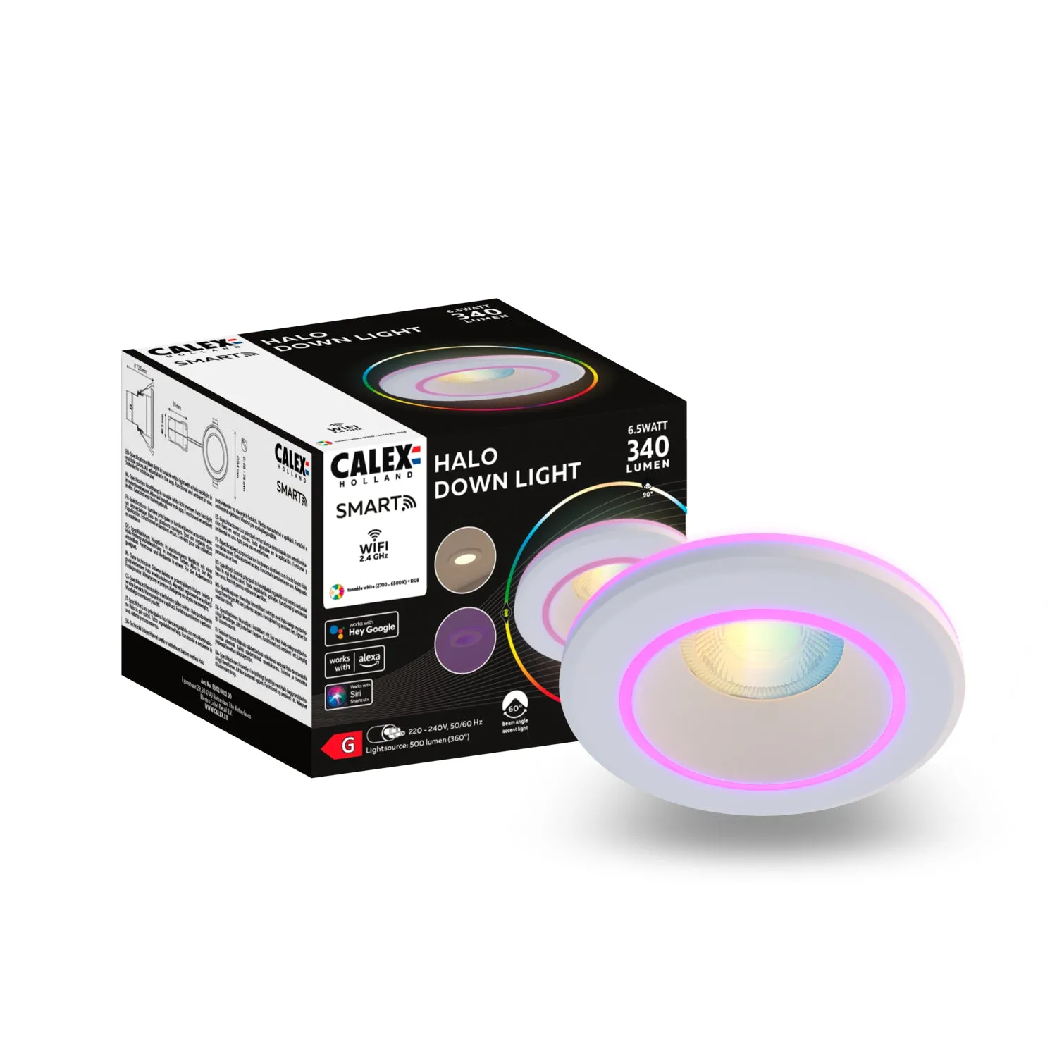 Calex Smart Halo LED Recessed Spot White - RGB Warm White - 6.5W