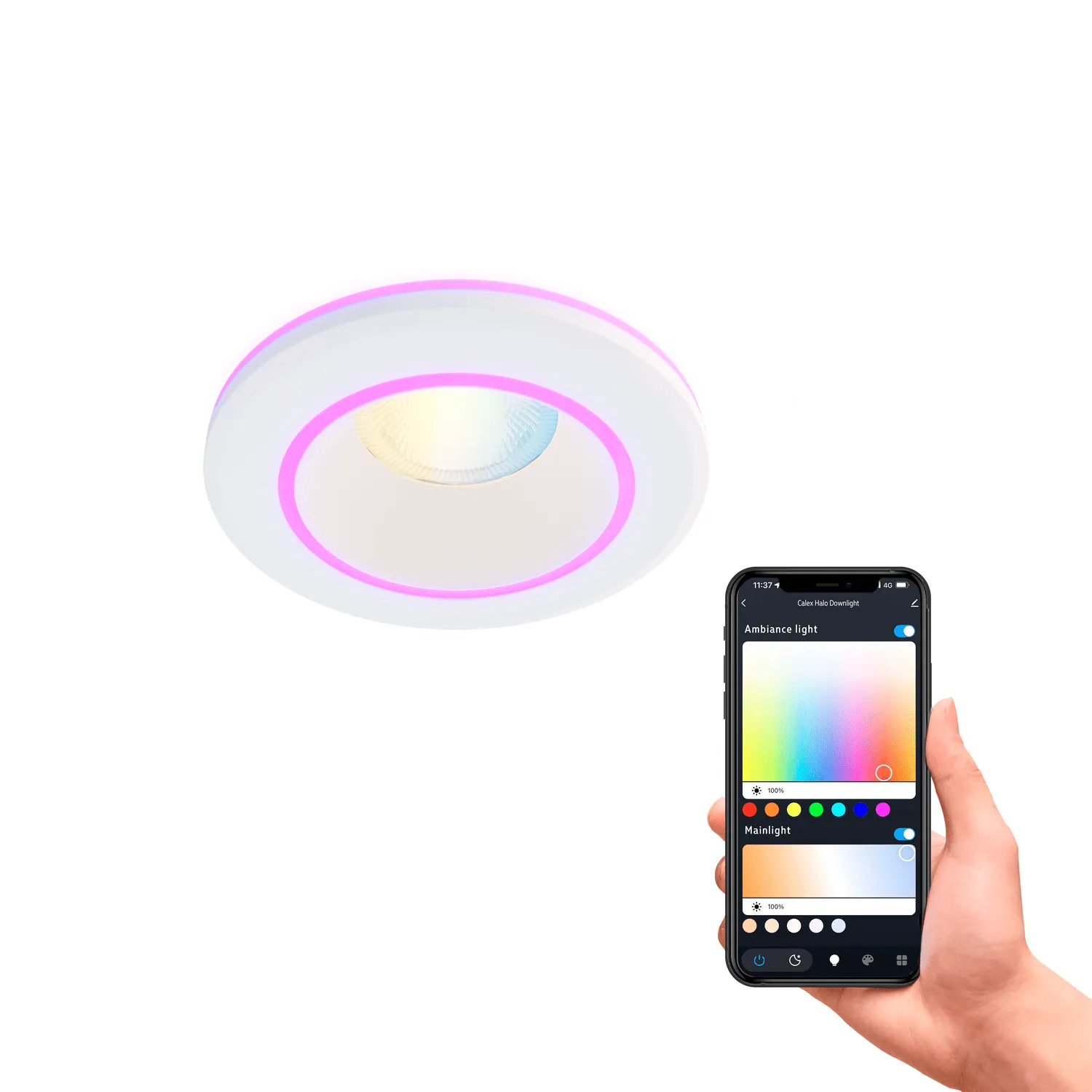 Calex Smart Halo LED Recessed Spot White - RGB Warm White - 6.5W