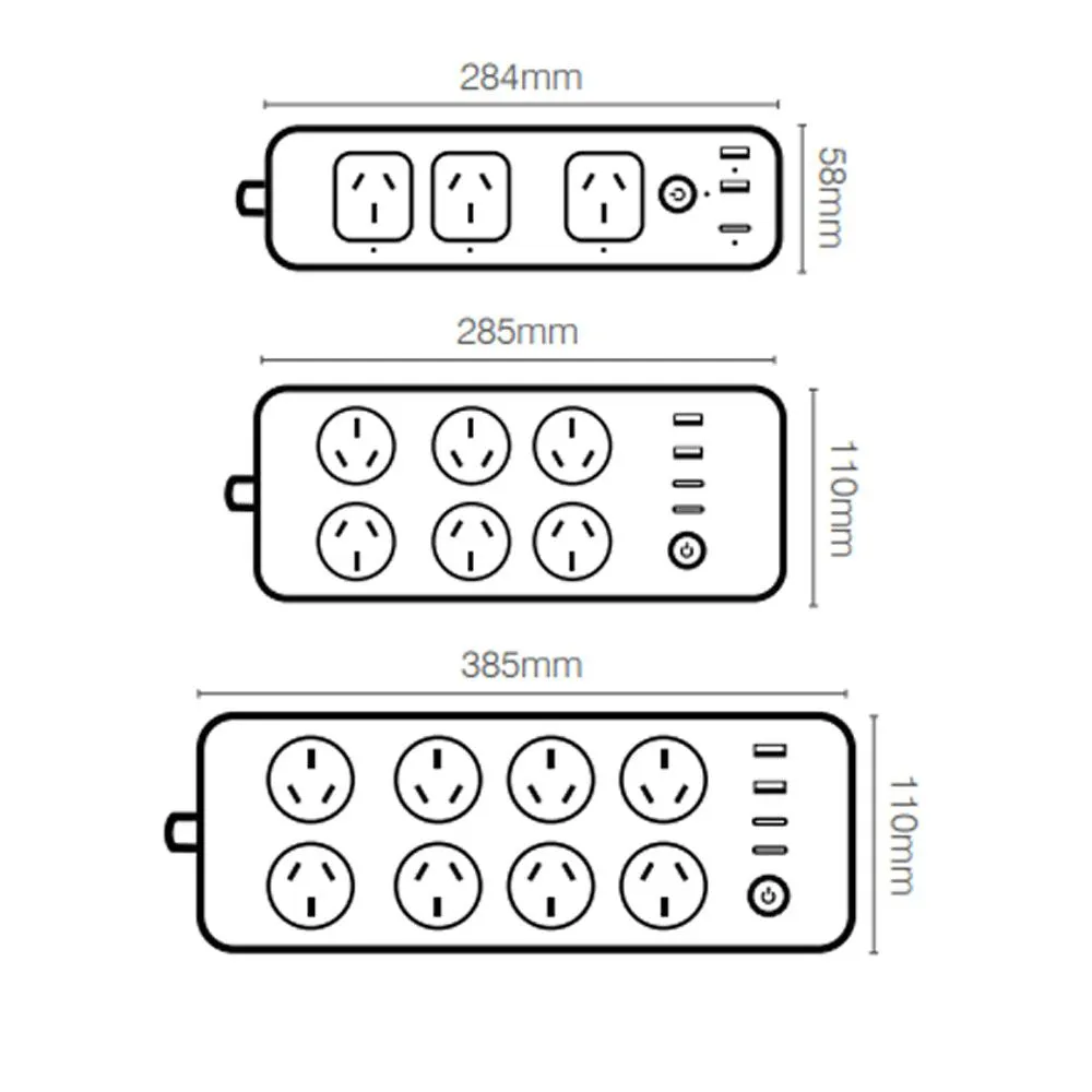 Cannes Smart WiFi Powerboard with USB-A and USB-C Chargers in White