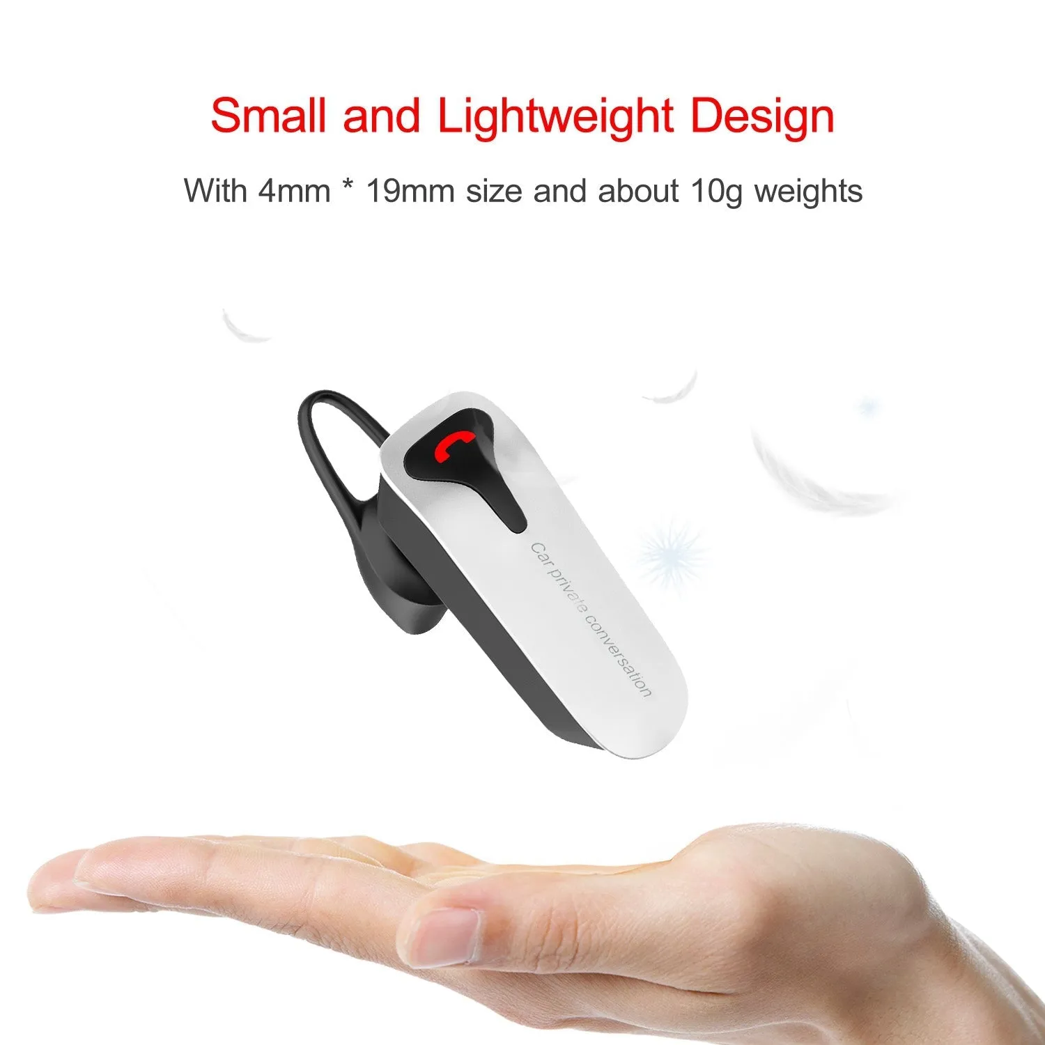 Car FM Transmitter with Wireless Earpiece 2 USB Charge Ports