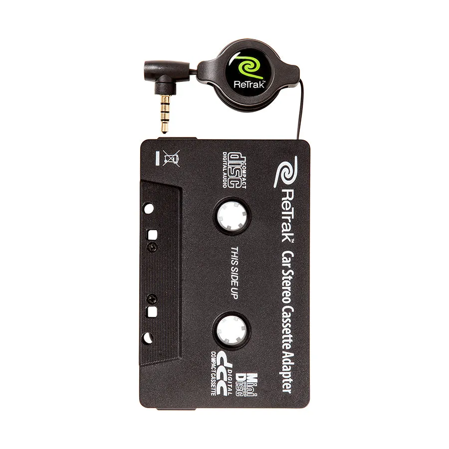 Cassette Adapter and Mic | Retractable Cassette Player Adapter | Black