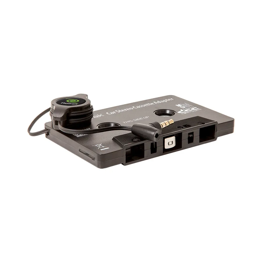 Cassette Adapter and Mic | Retractable Cassette Player Adapter | Black