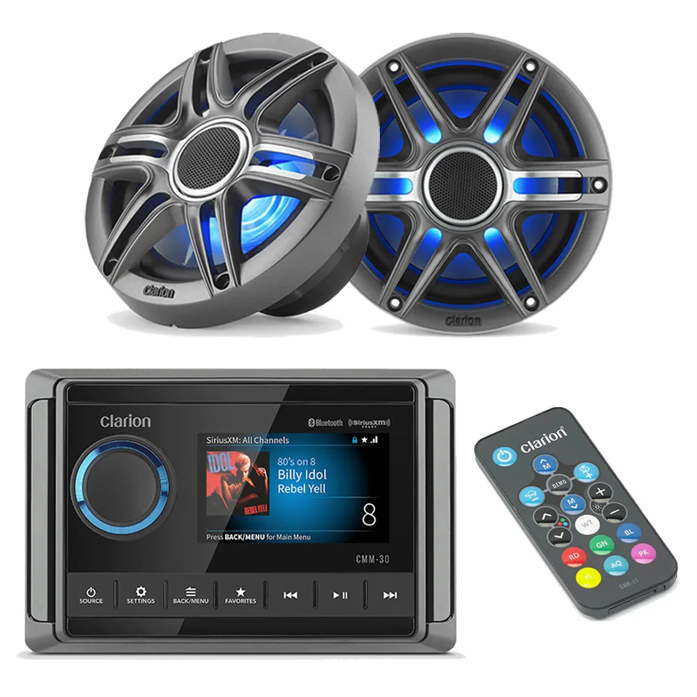 Clarion CMM-30   CMSP-651RGB-SWG   CMR-L1 Marine Bundle
