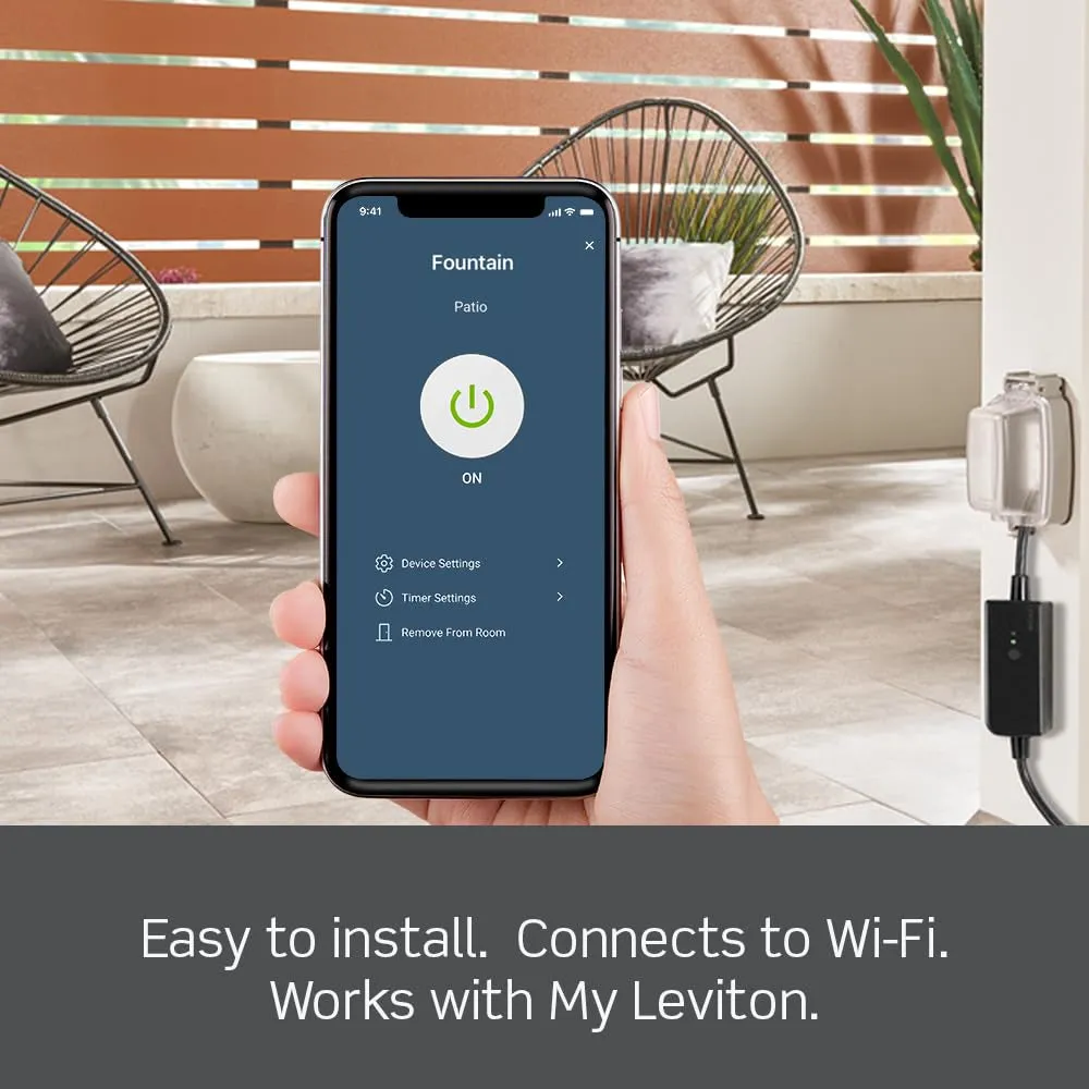 Decora Smart Wi-Fi Outdoor Plug, Works with Matter, My , Alexa, Google Assistant, Apple Home/Siri & Wire-Free Anywhere Switch Companion, Weather-Resistant, D215O-1RE, Black