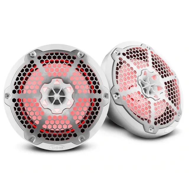 DS18 Hydro NXL-8M/WH 8" 375 Watt WHITE 2-Way Marine Speakers with Integrated RGB LED