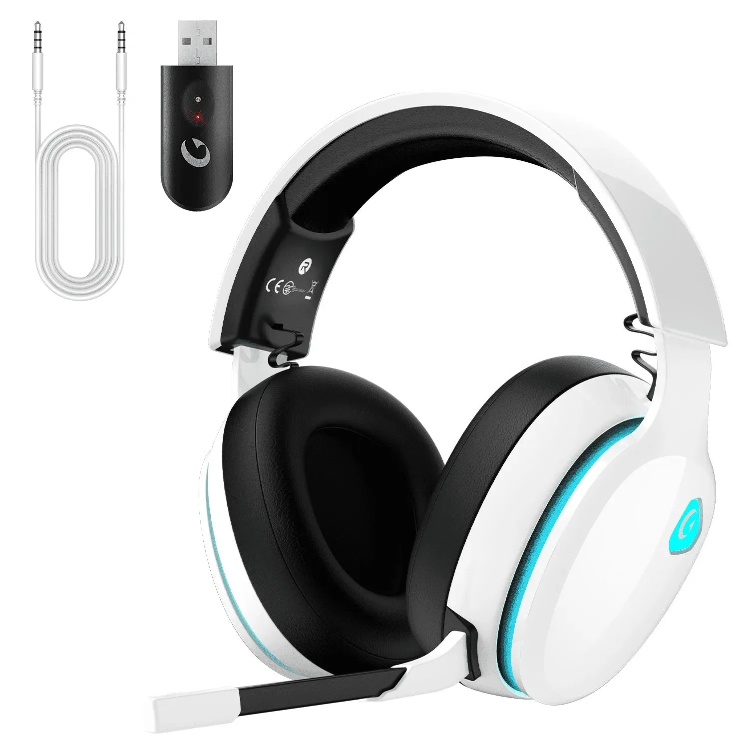Ecomoment Wireless Gaming Headset for PS5, PS4, PC, Switch, Mac,White