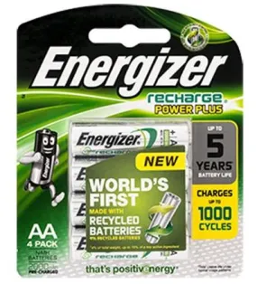 Energizer Recharge Powerplus Batteries: AA - 4 Pack - 2000 mAh
