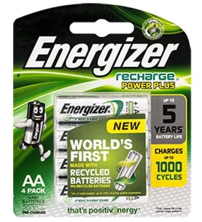 Energizer Recharge Powerplus Batteries: AA - 4 Pack - 2000 mAh