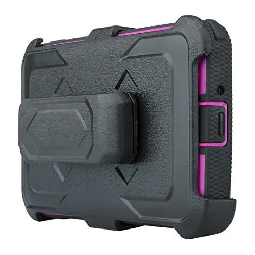 Galaxy On5 Case, 3-in-1 Shockproof Armor [Built in Screen Protector] Heavy Duty Holster Shell Combo Case for Samsung Galaxy On5 - Purple/Black