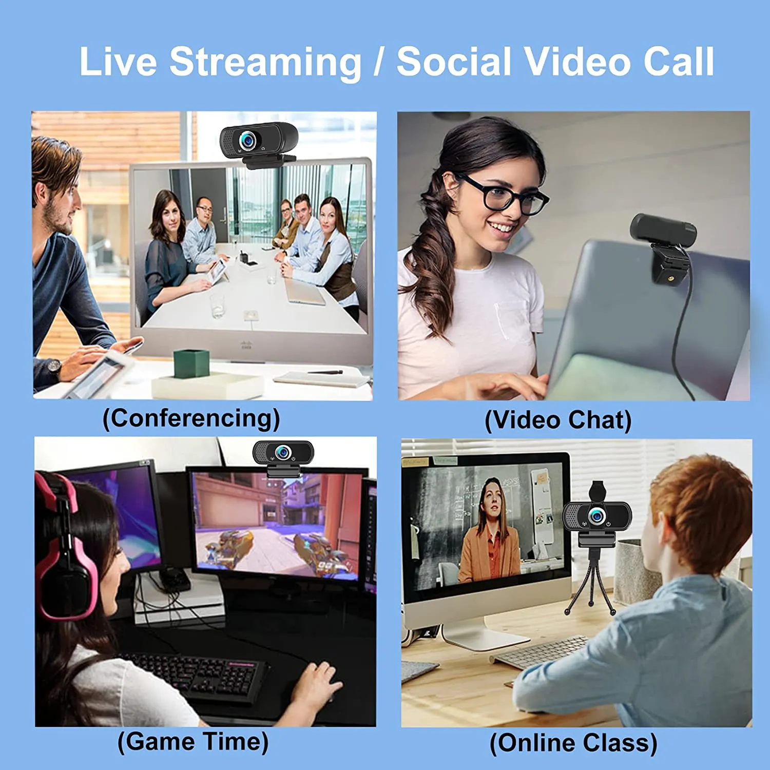 Hrayzan HD Webcam with Microphone, Plug and Play