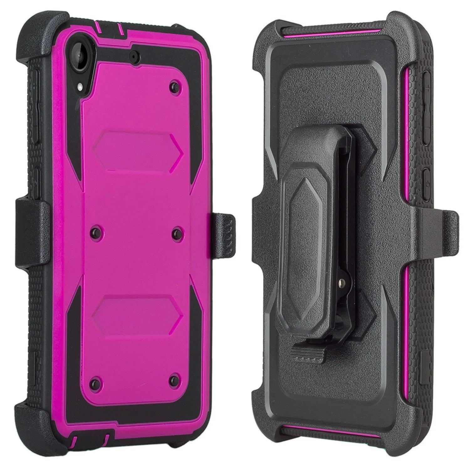 HTC Desire 530 Case, Triple Protection [Built in Screen Protector] Heavy Duty Rotating Swivel Holster Shell Combo Case for Desire 530 - Purple