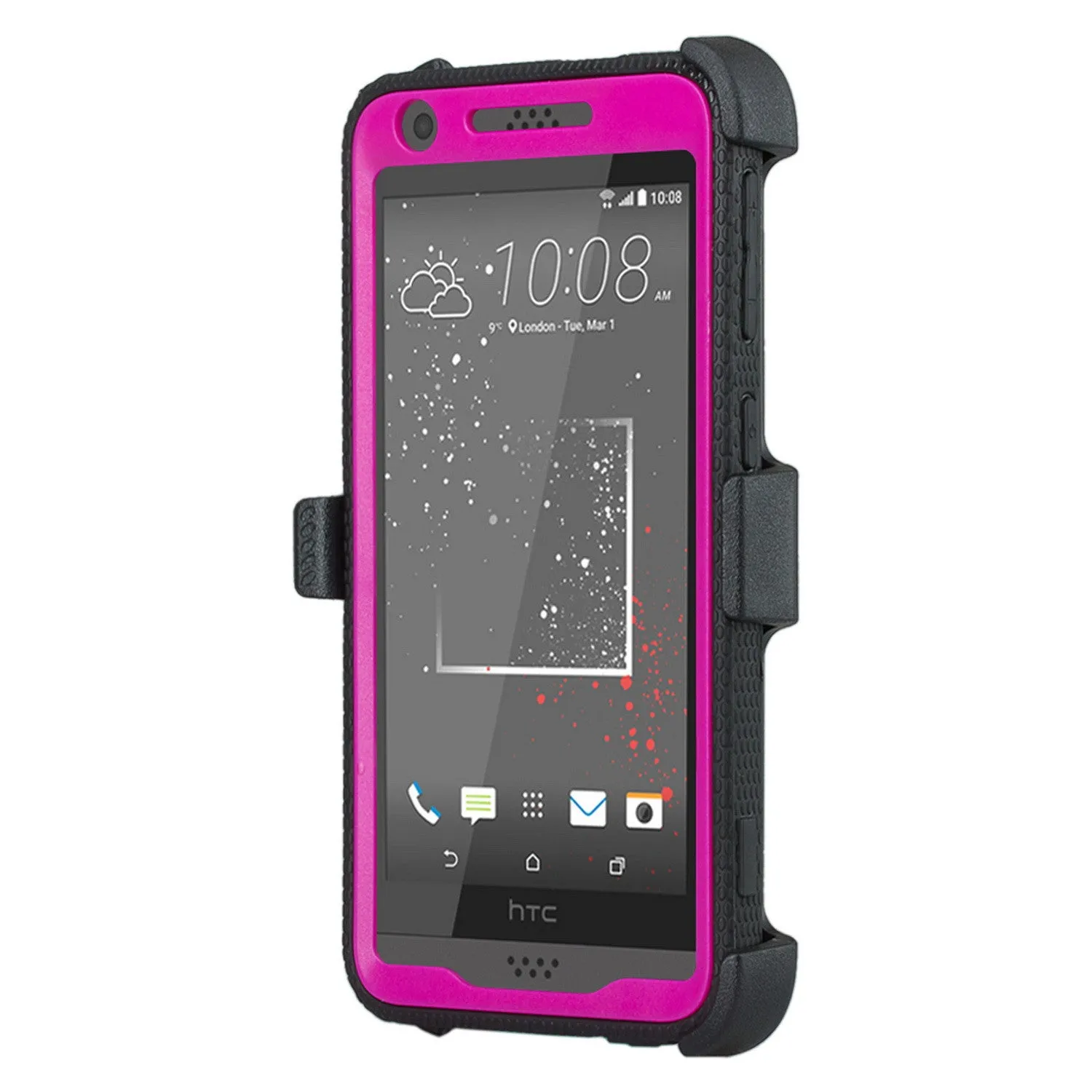 HTC Desire 530 Case, Triple Protection [Built in Screen Protector] Heavy Duty Rotating Swivel Holster Shell Combo Case for Desire 530 - Purple
