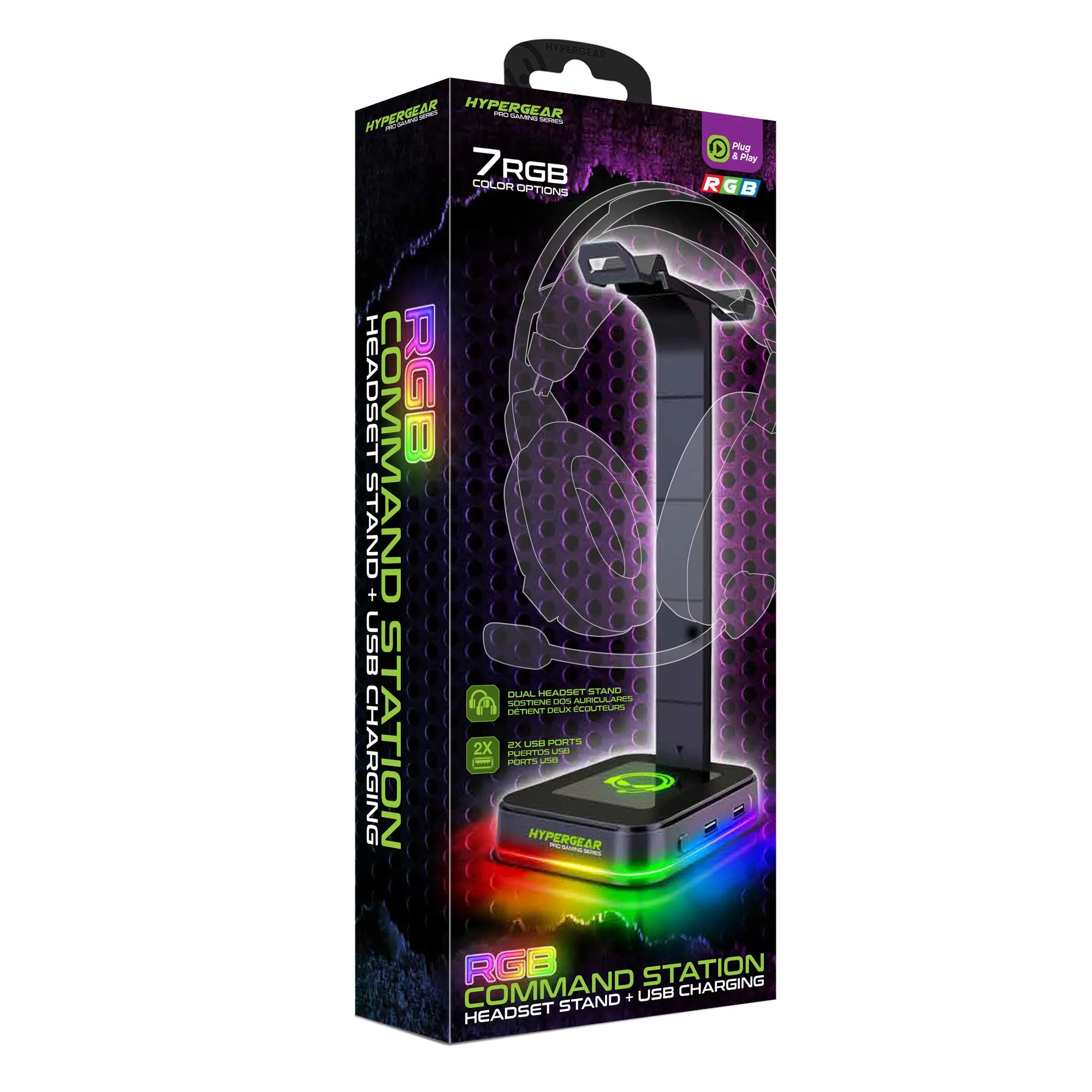 HyperGear RGB Command Station Headset Stand Black