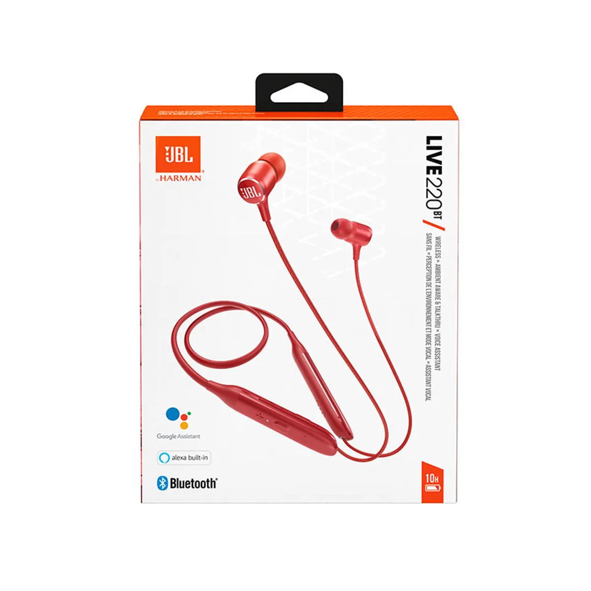 JBL Live 220BT In-Ear Wireless Neckband Headphones - Red